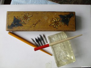 penar din lemn , calimara , tocuri + penite - imagine 4