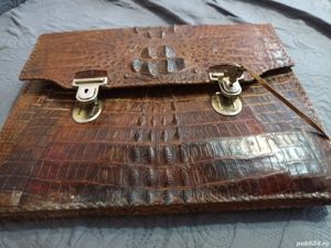 Premium - Geanta  originala   piele  naturala  crocodil ( de mlastina )  - BONUS