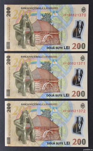 5 bancnote de 200 de lei cu Lucian Blaga UNC serii consecutive - imagine 4