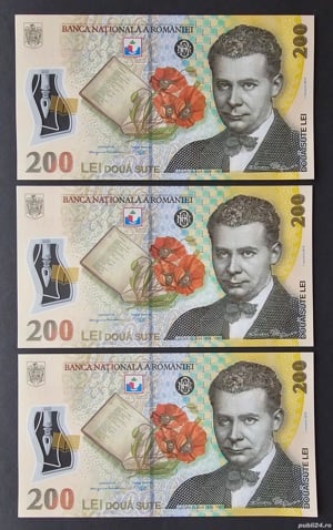 5 bancnote de 200 de lei cu Lucian Blaga UNC serii consecutive - imagine 2