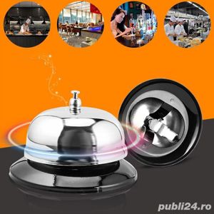 Clopotel pentru receptie hoteluri, baruri, restaurante, material metal inox si plastic, 6 x 10 cm, a - imagine 4