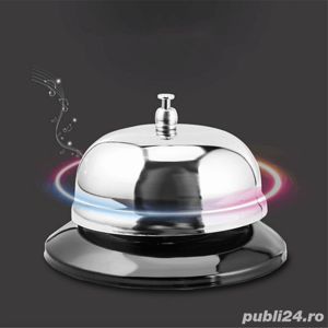 Clopotel pentru receptie hoteluri, baruri, restaurante, material metal inox si plastic, 6 x 10 cm, a - imagine 6