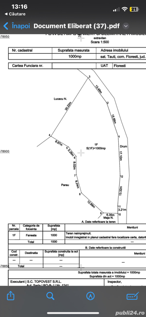 Vand teren extravilan, sat Tăuți, cu suprafata de 1000m2 - imagine 2