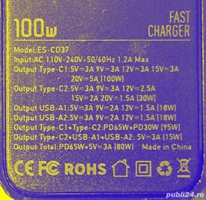 Charger Essager 100W GaN USB Type C, PD QC Quick Charge 4.0 3.0 - imagine 5