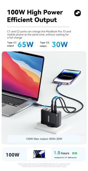 Charger Essager 100W GaN USB Type C, PD QC Quick Charge 4.0 3.0 - imagine 2
