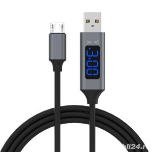 Cablu micro usb, voltmetru, ampermetru 5-24V - 3A DC tester fast charging QC3.0 QC2.0  LCD Display