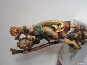 cadou rar Sf.Cristofor purtator de Hristos sculptura mare lemn Germania 1970 - imagine 7