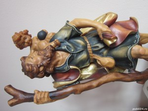 cadou rar Sf.Cristofor purtator de Hristos sculptura mare lemn Germania 1970 - imagine 9