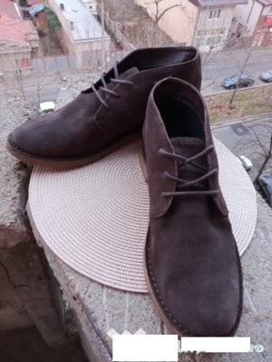 Ghete piele Armani Jeans, marime 45, UK 10.5 (29 cm) made in India.  - imagine 2