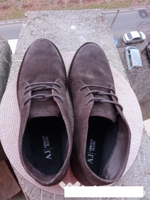 Ghete piele Armani Jeans, marime 45, UK 10.5 (29 cm) made in India.  - imagine 8