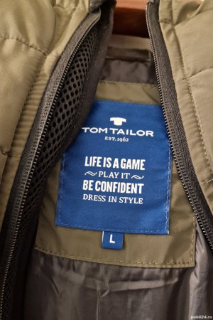 Vesta geaca Tom Taylor L groasa calduroasa cu gluga cu puf verde IMPECABILA purtata o singura data! - imagine 2