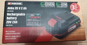 Baterie  lithium-ion Parkside 20V - 2 Ah  X 20 V Team  Nou ! - imagine 5