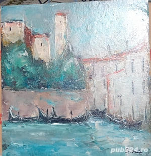 Venetia- pictura superba, ulei pe carton-Gelu Constantin