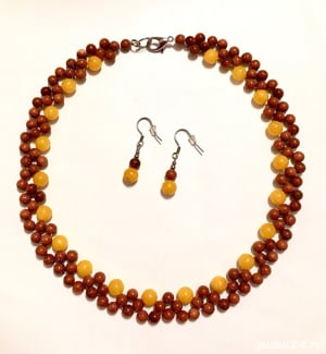 Colier raze de soare din goldstone si jad