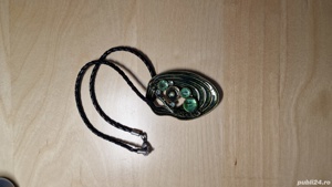 Colier Talisman Amuleta Pandantiv Bijuterie rara verde lucrata manual unicat - imagine 5
