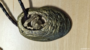 Colier Talisman Amuleta Pandantiv Bijuterie rara verde lucrata manual unicat - imagine 3