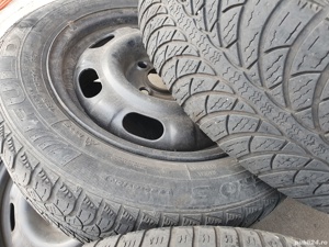 Set roti 4x100 tabla 185 60 r14 VW Polo Seat Golf Skoda anvelope M+S vara, sunt montate pe masina  - imagine 8