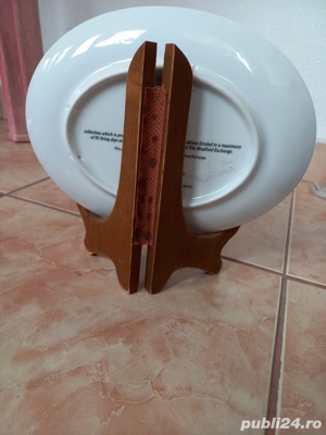 CANADA FARFURIE PORTELAN DECORATIVĂ MARGINE AURIE UNICAT CU SUPORT  - imagine 3