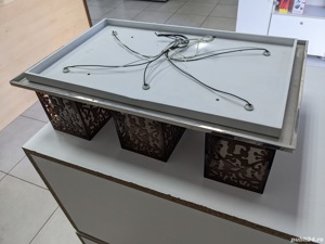 Lustra 6 becuri Aplica Tavan 6 x e27 Abajur Patrat - imagine 4