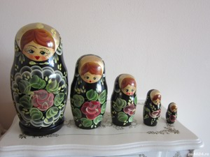 decoratiune Matrioska vintage superba lemn handmade Rusia 1980 - imagine 1