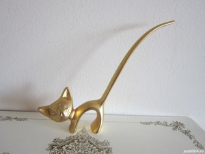 suport inele Pisica Ring Holder placat aur by Walter Bosse anii 1960