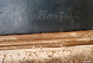 Tablou interbelic Car cu boi,autor neidentificat - imagine 2