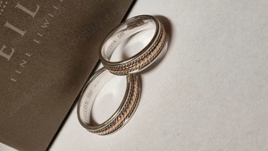 Set 2 verighete inele aur alb galben roz Teilor model ENCHARM 9gr 14k 585 66 63mm Amor omnia vincit