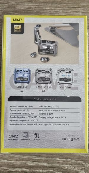 MK47 Căști Bluetooth în ureche pentru jocuri - culori albastru, gri sau argintiu - imagine 6