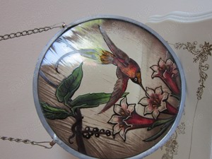 cadou rar decoratiune Pasare Colibri Hummingbird Tiffany Art Deco  - imagine 6