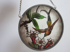 cadou rar decoratiune Pasare Colibri Hummingbird Tiffany Art Deco  - imagine 3