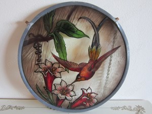 cadou rar decoratiune Pasare Colibri Hummingbird Tiffany Art Deco  - imagine 5