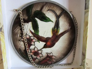 cadou rar decoratiune Pasare Colibri Hummingbird Tiffany Art Deco  - imagine 2