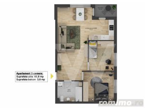 Apartament 3 camere - bloc nou Doamna Stanca - COMISION 0 PENTRU CUMPĂRĂTOR - imagine 12