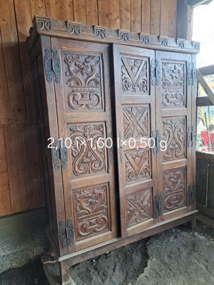 Mobilă veche deosebită, lemn masiv stejar anii 1890-1930