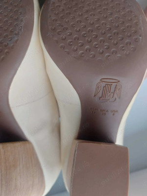 Pantofi NOI cu toc piele naturala lacuita, Loucos & Santos, marime 37, crem, transport gratuit - imagine 4