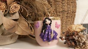 Cadou pentru fetite, sotie iubita cana papusa handmade - imagine 4