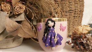 Cadou pentru fetite, sotie iubita cana papusa handmade - imagine 3