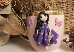 Cadou pentru fetite, sotie iubita cana papusa handmade - imagine 5