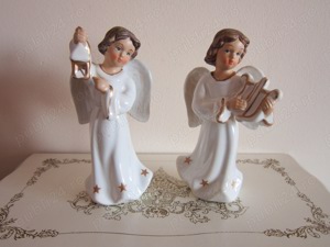 cadou rar 3 Ingeri superbi cu ochii albastrii portelan Germania 1980 - imagine 2