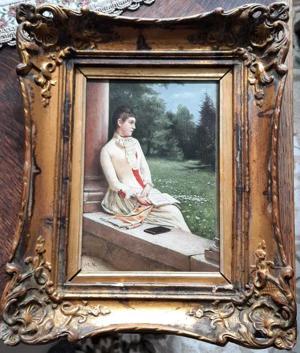 Pictura veche ulei pe lemn-Biedermaier, Michael J. Neder (Viena 1850)