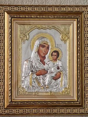 Icoana Argintata - Maica Domnului - Hristos Pantocrator etc Relief 3 D - imagine 2
