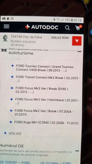 Discuri frana Ford  Kuga , Focus , C Max , Volvo S40 II , V50 , C30 , V70  , Textar Pro +  92141305  - imagine 6