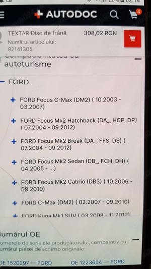 Discuri frana Ford  Kuga , Focus , C Max , Volvo S40 II , V50 , C30 , V70  , Textar Pro +  92141305  - imagine 7