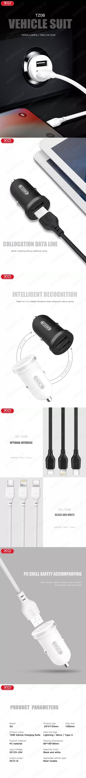 Incarcator Auto mini nou dual usb 2.1A iPhone 15 Pro Max 14 Plus 13 mini Galaxy A55 A54 A53 A52 A72 - imagine 4