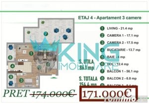 3 Camere | Andronache | Terase 67 mp | Bloc 2023 | LUX | TVA inclus - imagine 8