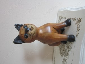 cadou rar Pisica sculptura lemn handmade colectie Germania 1970