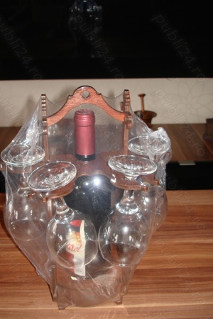 Suport sticla cu vin si patru pahare - imagine 2