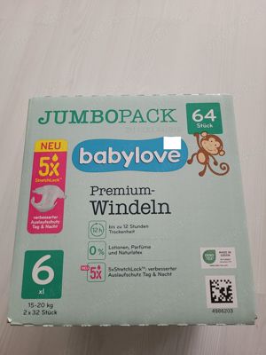 Vand Scutece BABYLOVE Premium, numar 6, BAX, 64 BUC Pret 100 Lei 