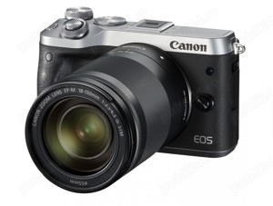 Aparat foto Mirrorless Canon EOS M6, 24 MP, Argintiu si Obiectiv EF-M 18-150mm F 3.5-6.3