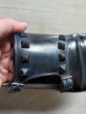 Pantofi Piele Valentino Garavani Black Rockstud Studded Leather Double Monk Strap Shoes 43.5 - imagine 10